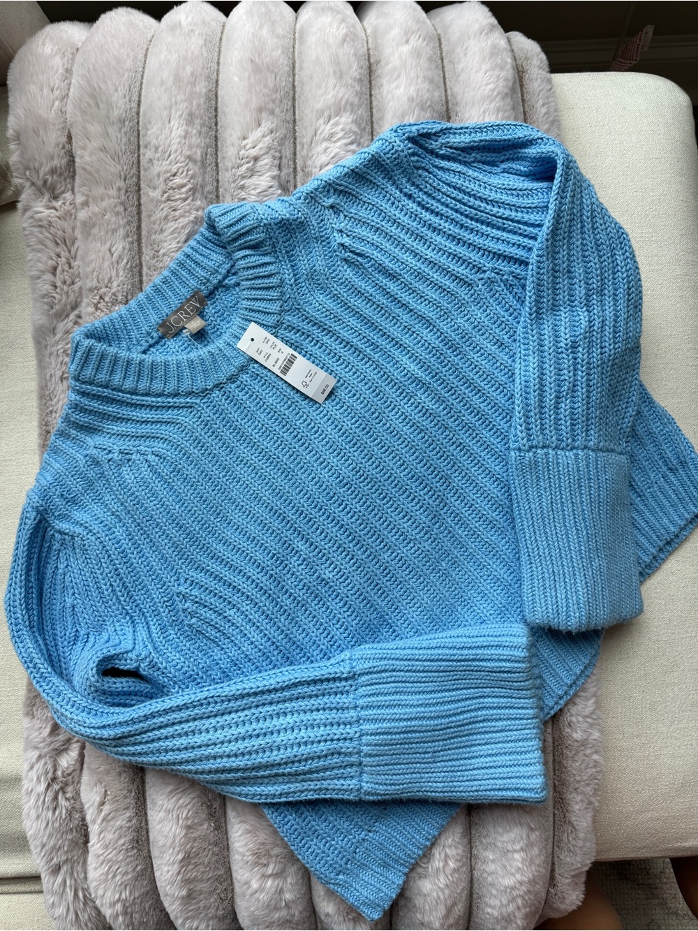 J. Crew Blue Ribbed Crew Neck Sweater